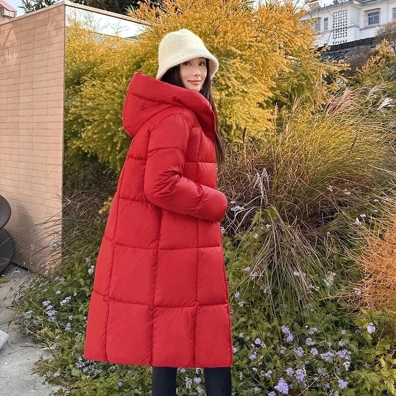 加厚绒棉服女2024秋冬新款中长款加厚大码连帽宽松棉服外套女