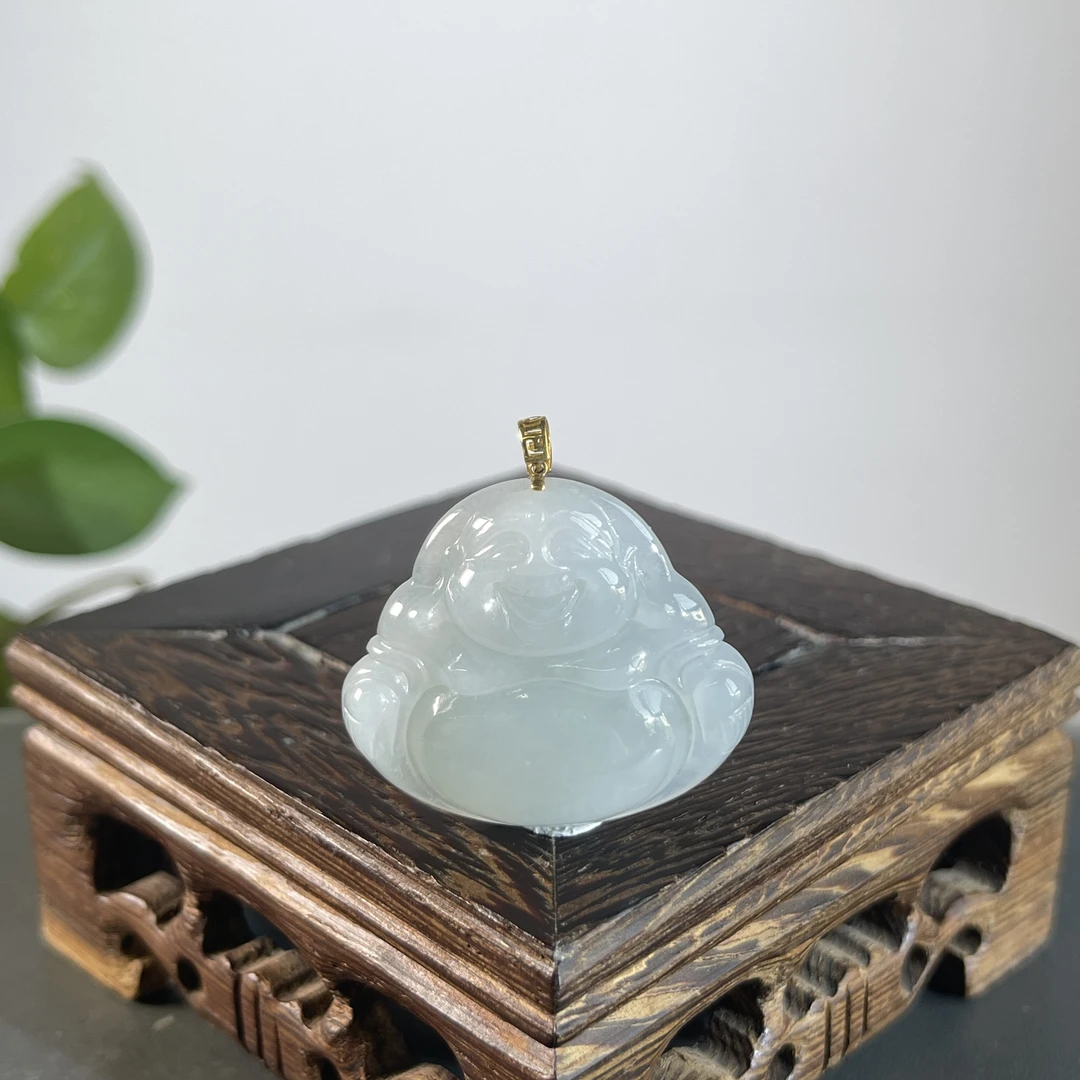 JTB29-91  天然缅甸A货翡翠  18K扣佛公