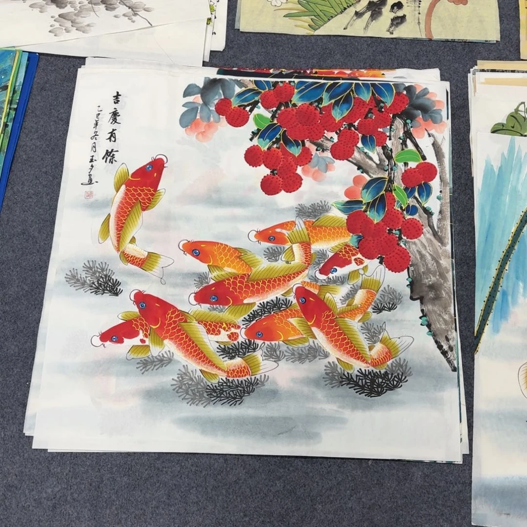 国画68×68精品吉利有余手绘画画画