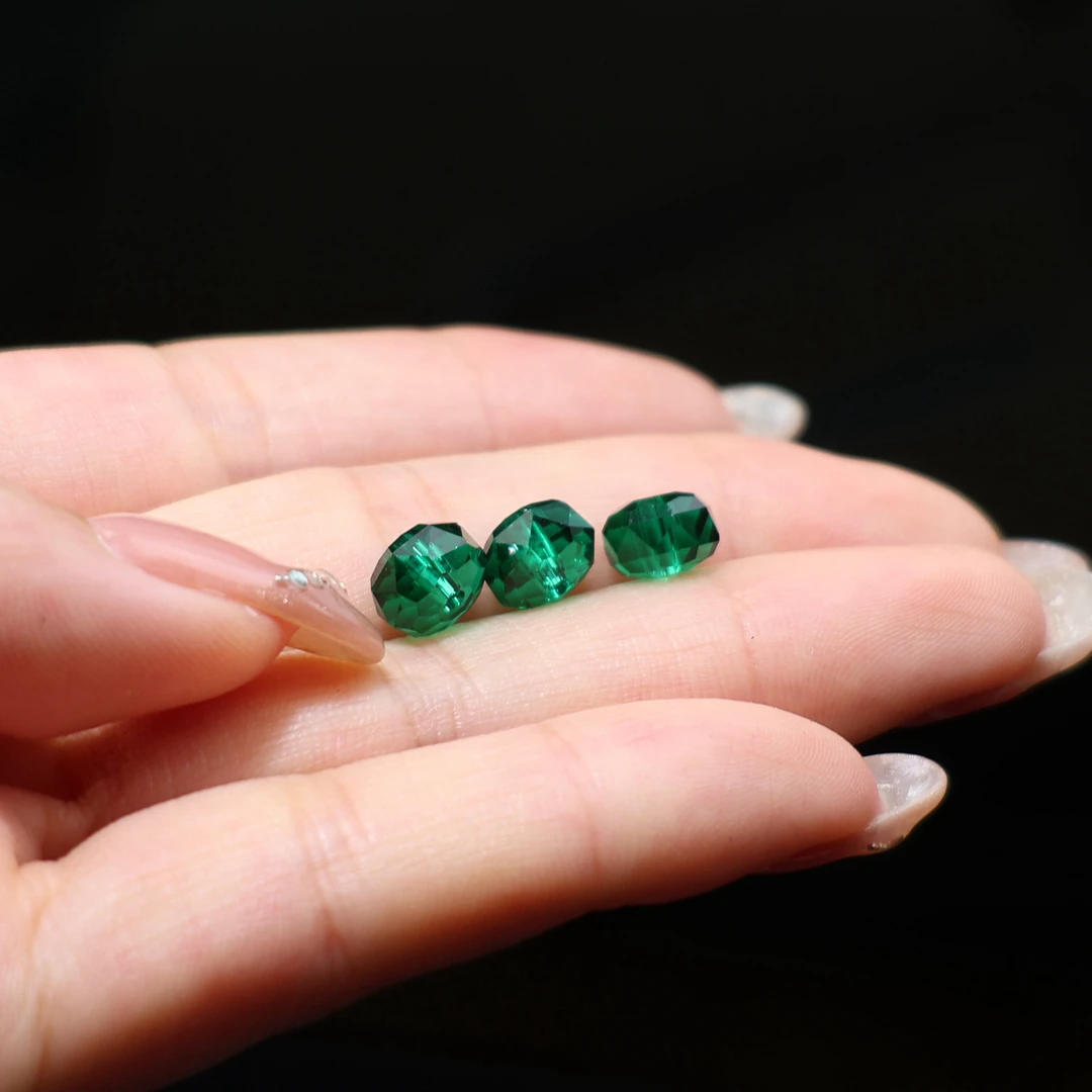 散珠W3069绿碧玺车轮切面算盘8*4MM*20颗
