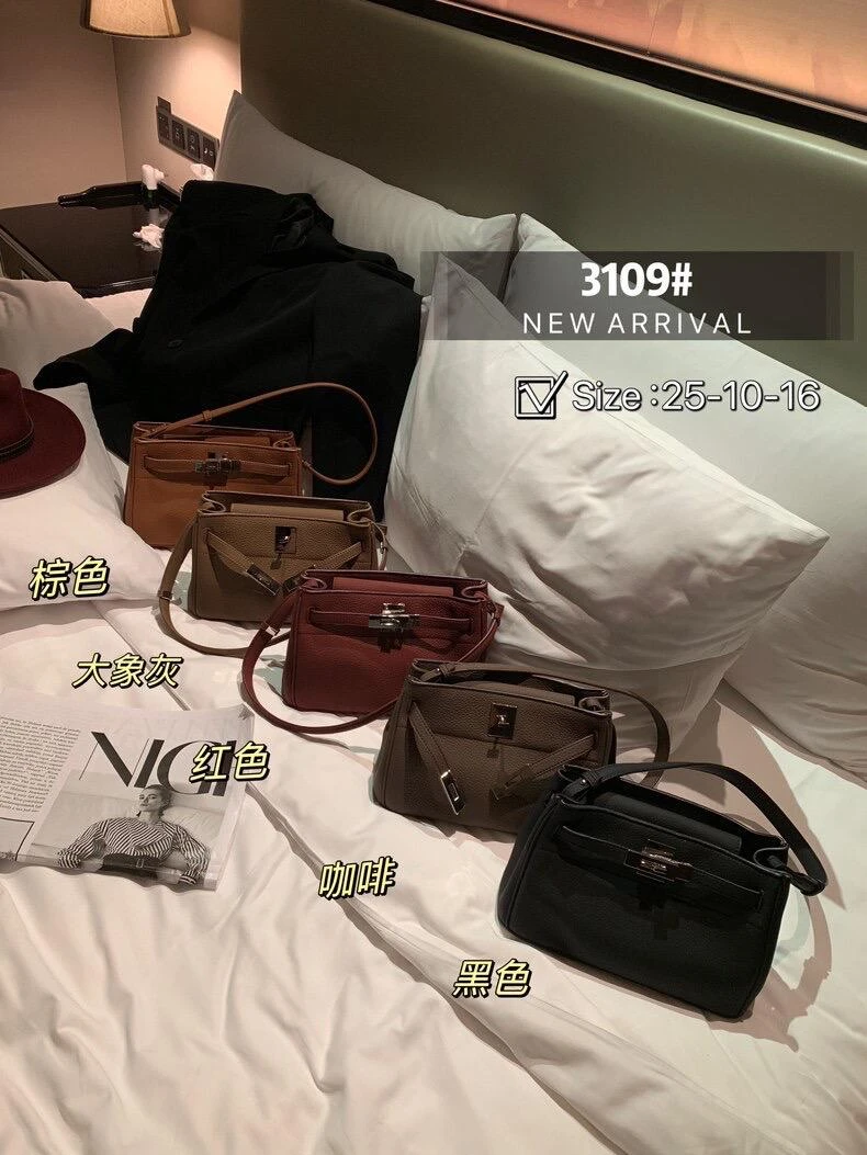 小众设计锁扣腋下凯莉包女2024新款时尚百搭通勤单肩斜跨腋下包潮