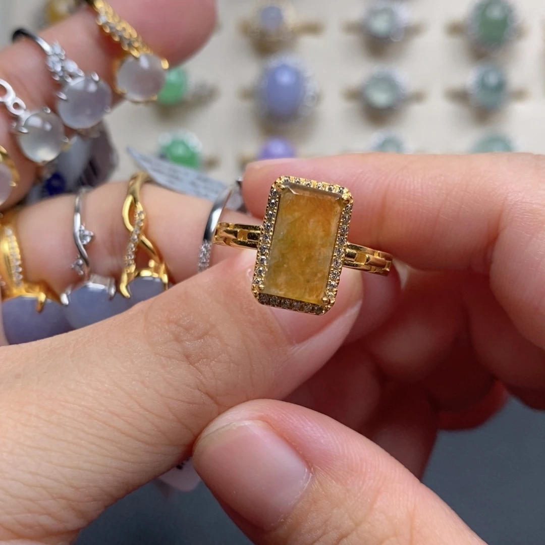 翡翠戒指银S925镶嵌戒指