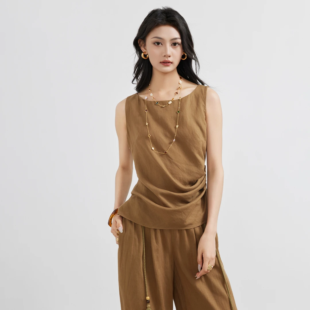 【活动款】爱客老钱风风纯色背心上衣YA25211Z004