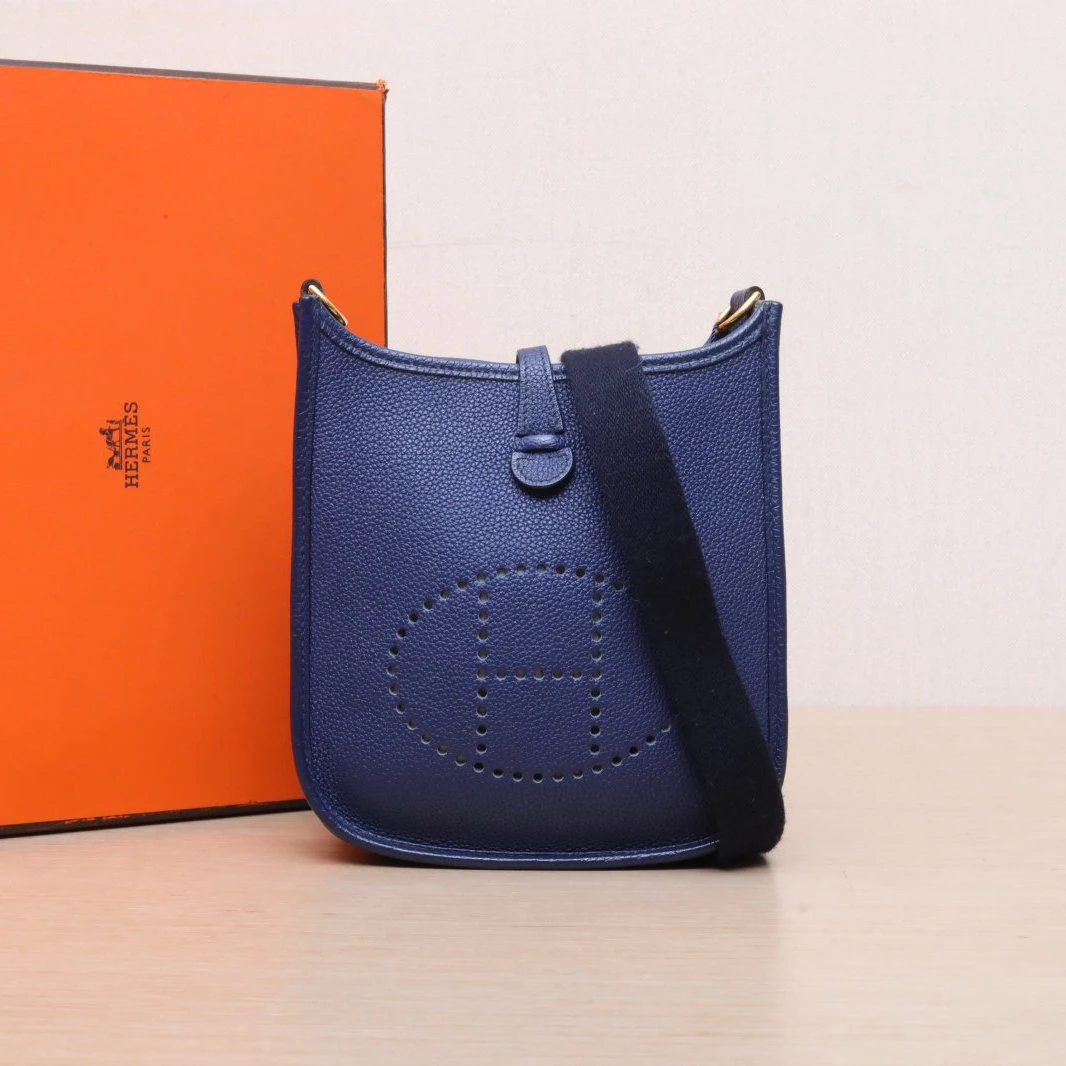 95新 Hermes/爱马仕 【娇】单肩包16宝石蓝 TM皮 Y刻 766205