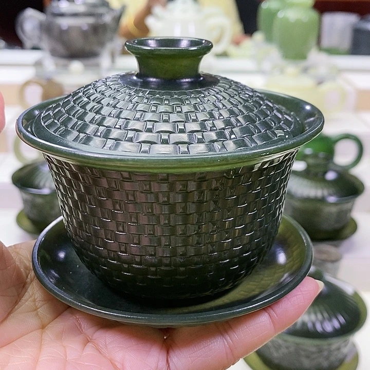 未镶嵌和田玉挂件随**看盖碗