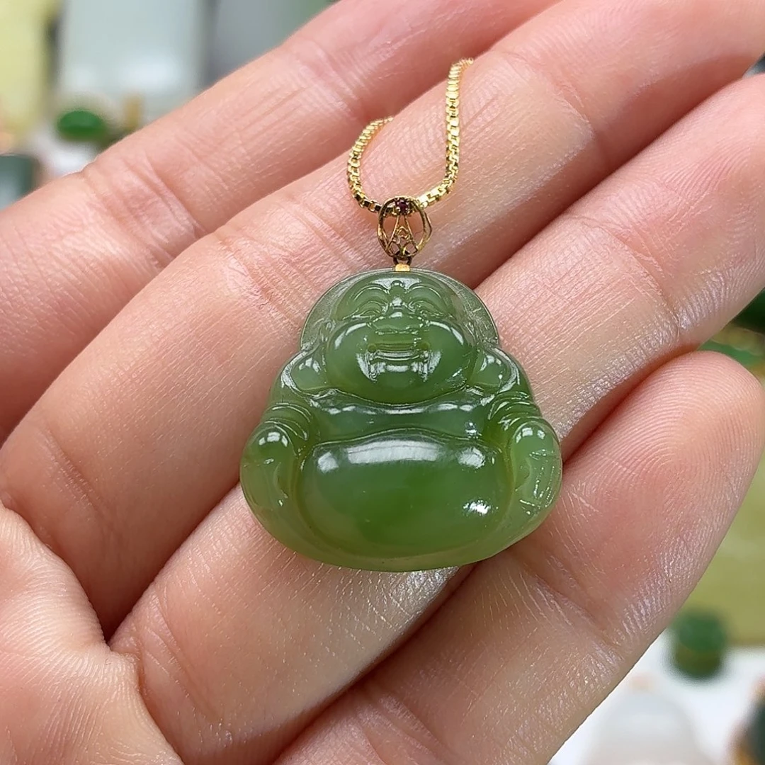 和田玉18K金镶嵌颈饰