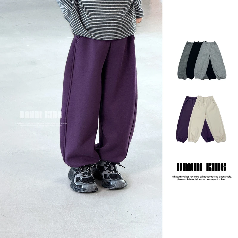 嗒囜【冬日晨跑】御寒保暖加绒束脚儿童冬季运动卫裤宽松直筒休闲裤