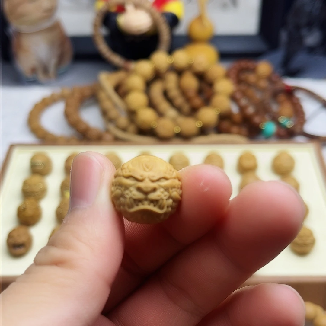 早***啊猴头雕刻单颗双面唐狮