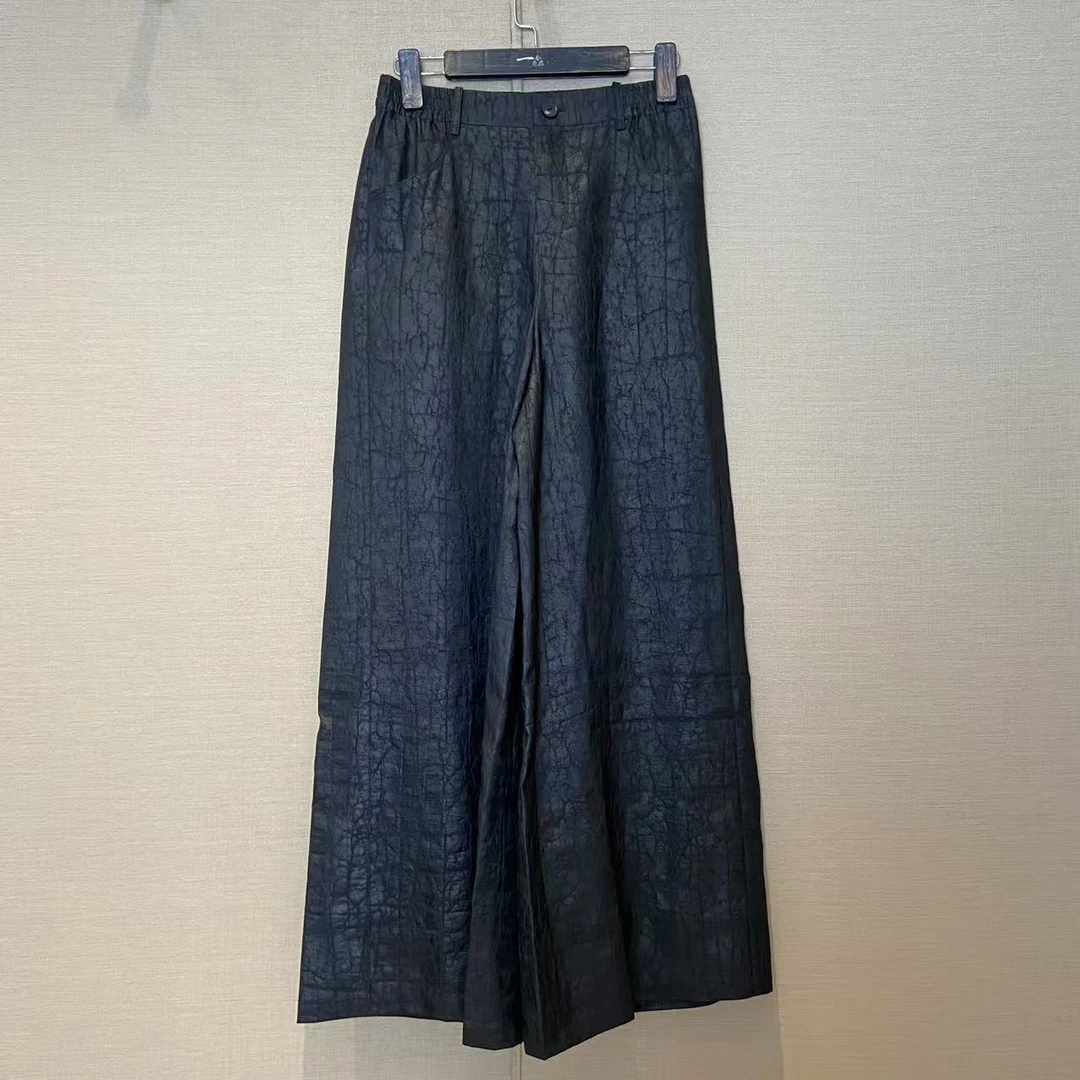 【龟裂纹阔腿裤】经典款老料香云纱女神裤女款Q352356-328147