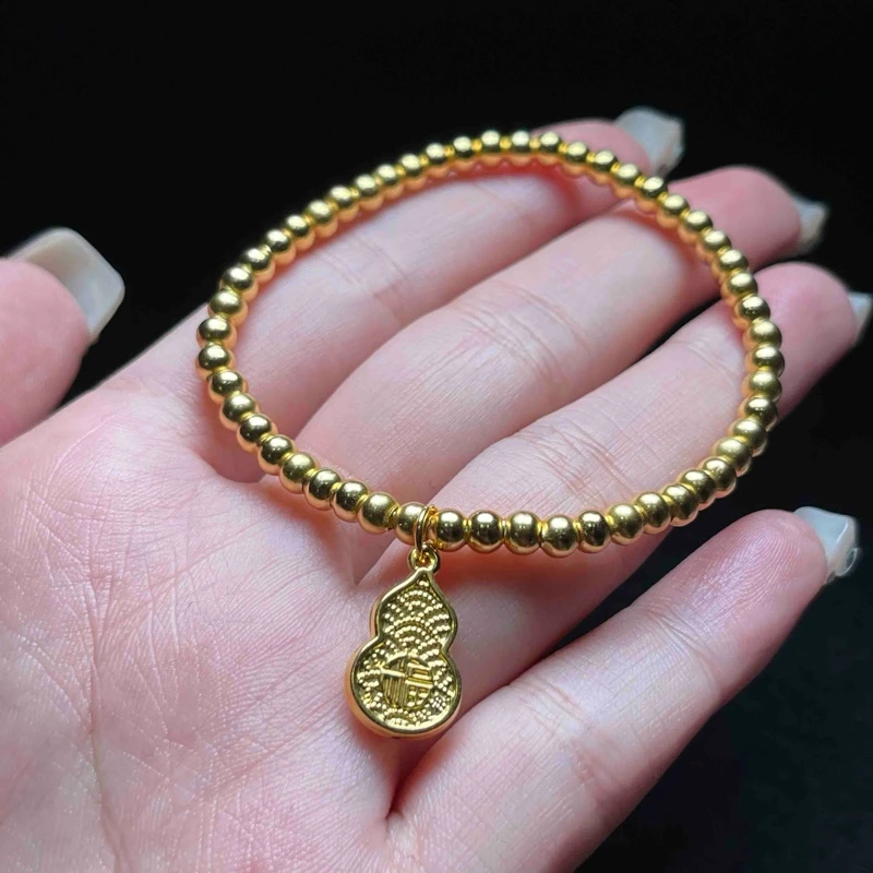 足银银制品 【小魏总珠宝】足银福字葫芦光珠手串（3mm+）