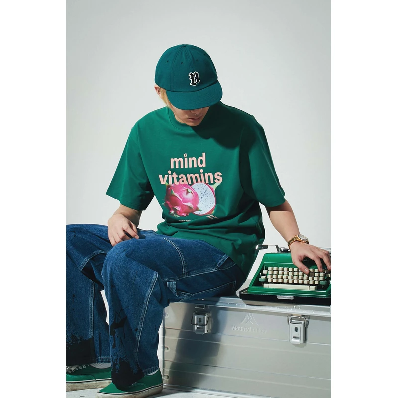 传呼社群bpc特别线 火龙果印花款廓形落肩风格宽松纯棉重磅T恤