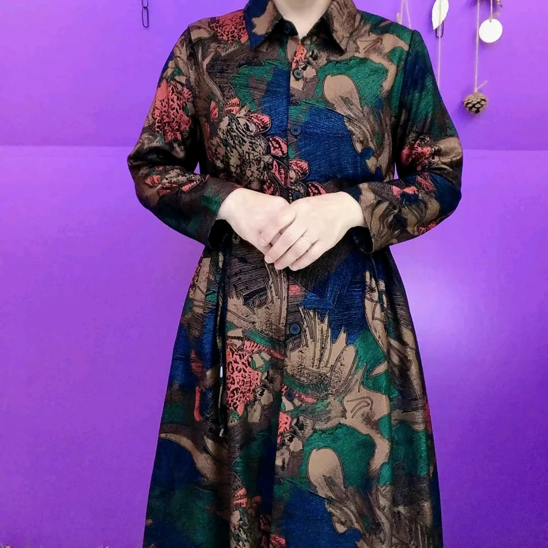 春季新款翻领长款风衣外套
