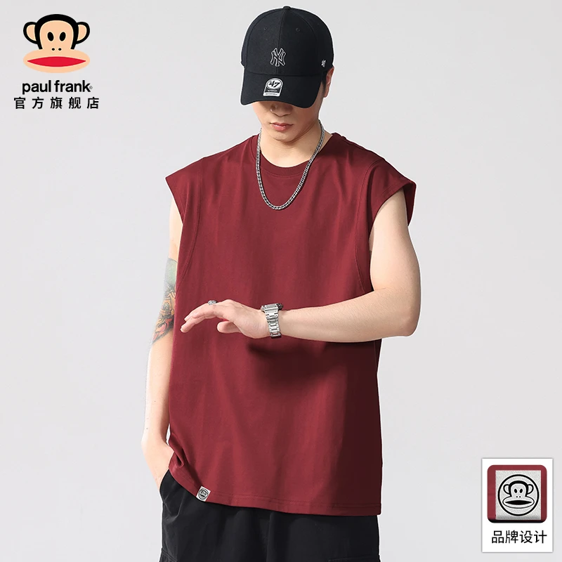 paul frank/大嘴猴夏季冰丝速干坎肩背心男户外运动宽松无袖上衣