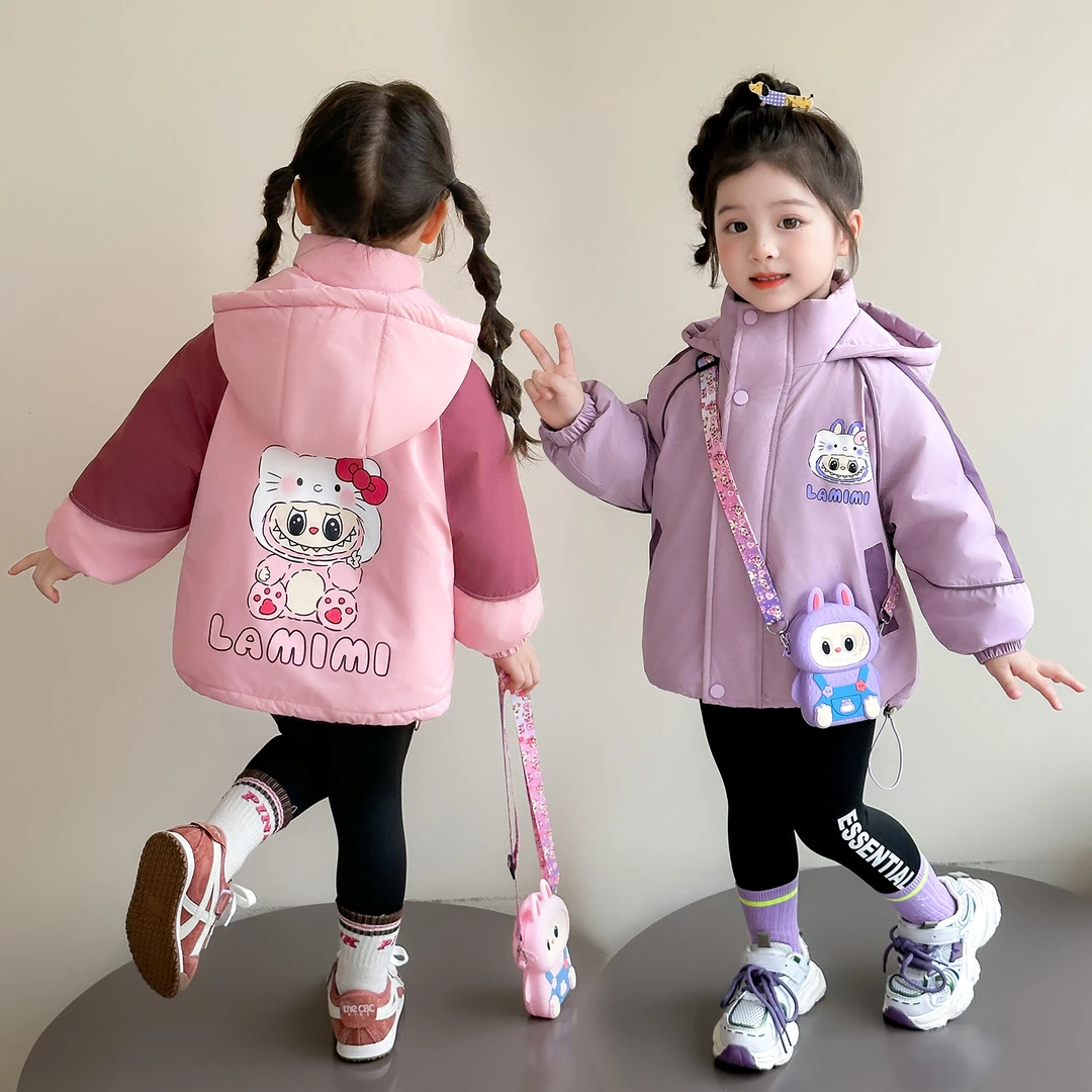 女童三合一冲锋衣可拆卸儿童加绒防风外套上衣宝宝秋冬装2025新款