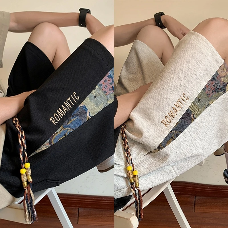 男夏季薄款2025新款美式短裤潮牌设计感宽松大码运动休闲五分裤子