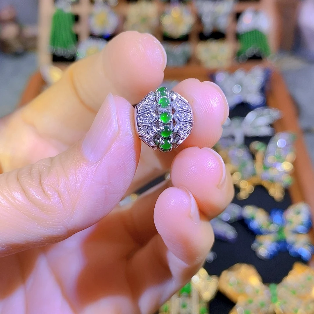 银S925镶嵌挂件翡翠