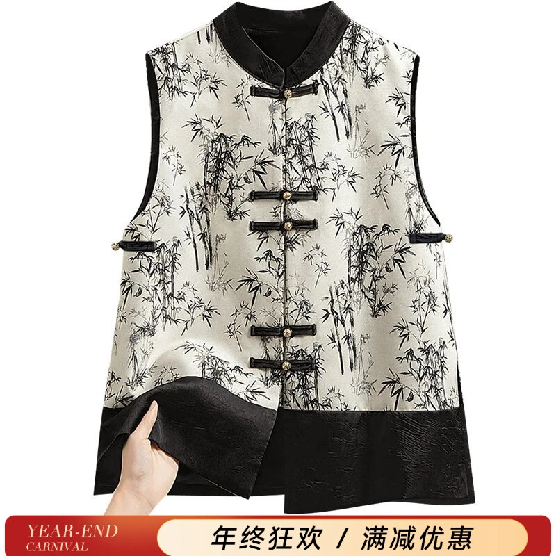 丝柏舍2025冬季欧若风复古国风盘扣马甲新中式马夹S51R0483J