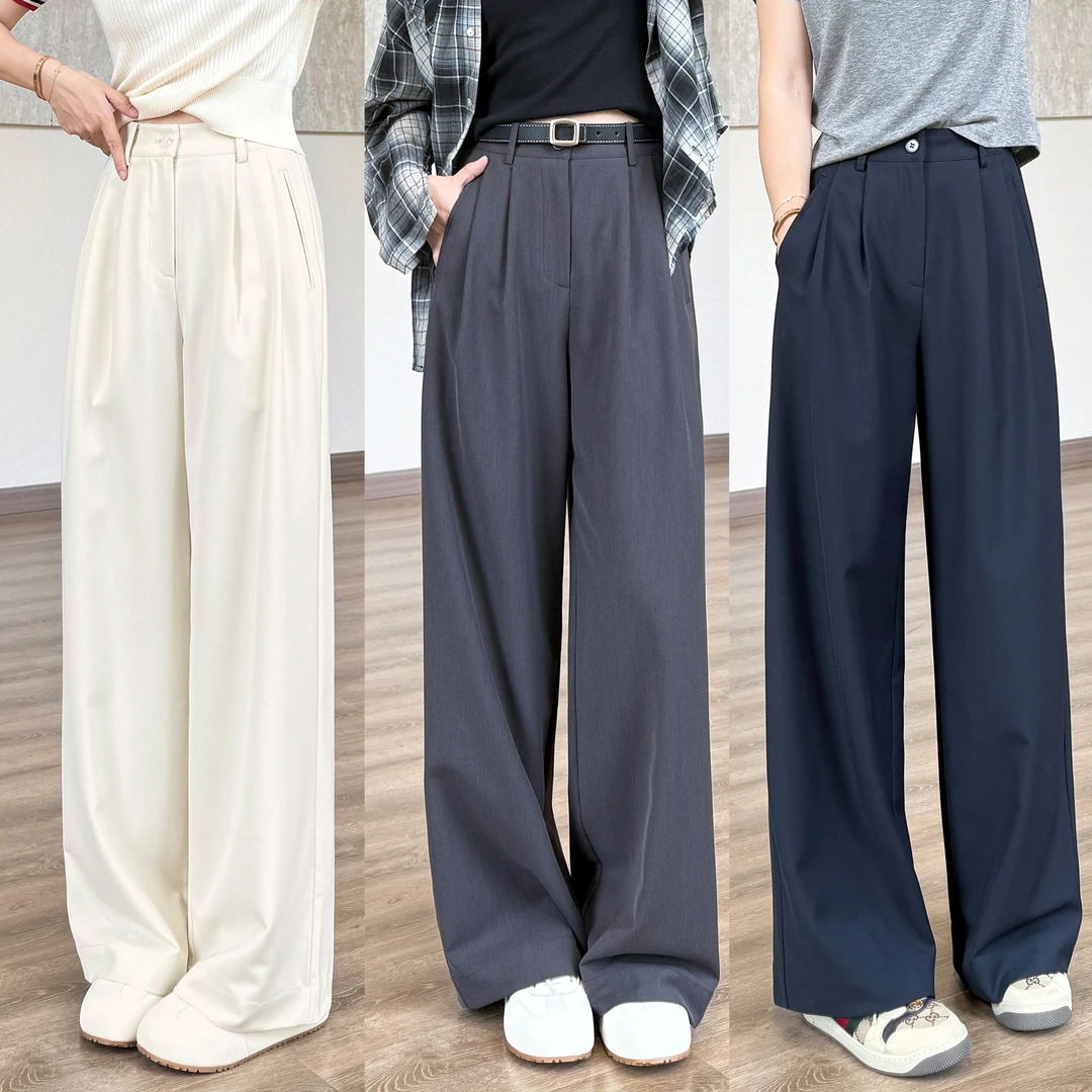 靓小靓  精修【大/王/西裤】立裁双褶藏肉遮跨休闲西装裤松弛阔腿裤