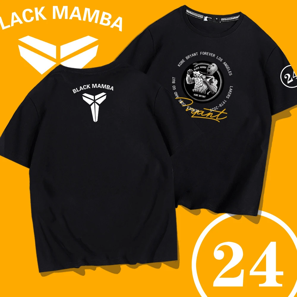 湖人队科比24号短袖T恤潮牌夏青年学生篮球运动宽松落肩纯棉半袖