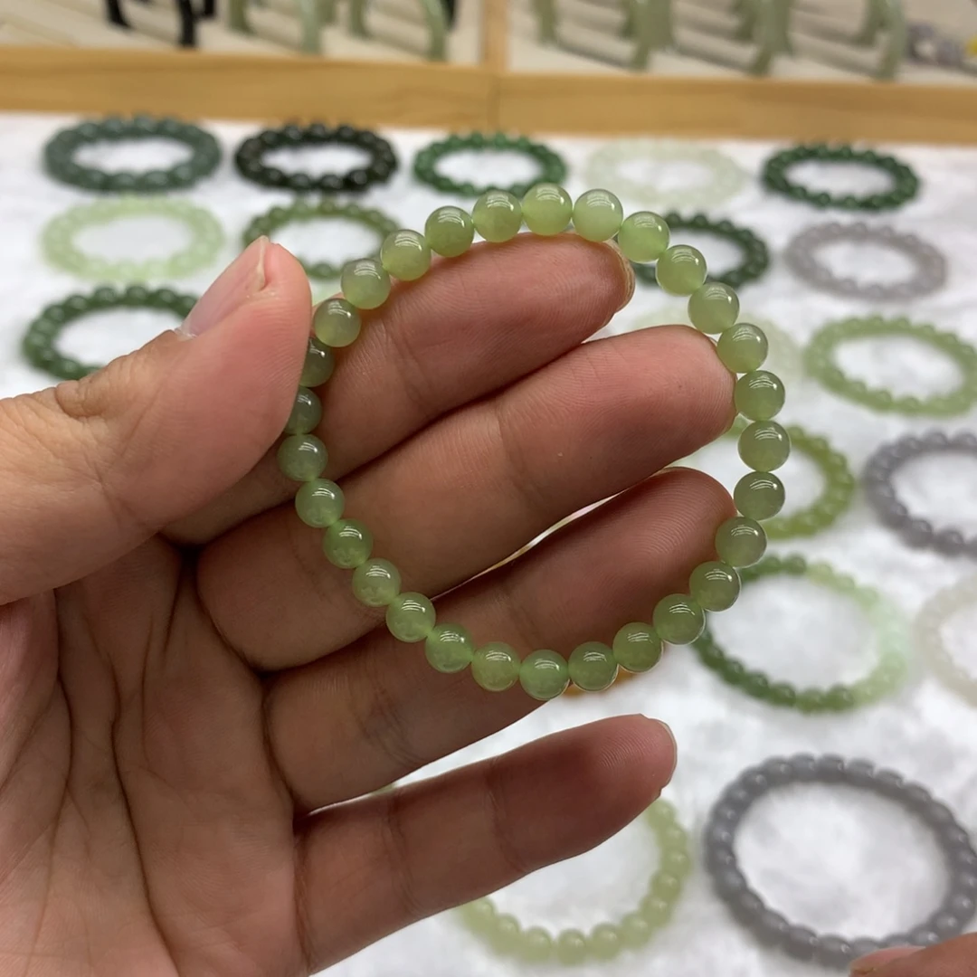 未镶嵌手串和田玉（冰晴绿5.8）