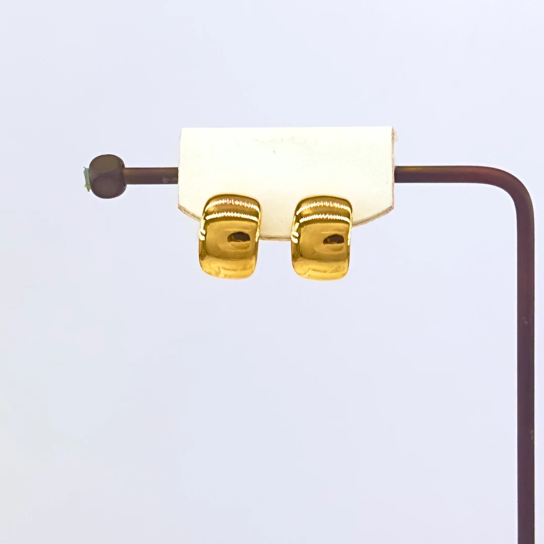 庚震黄金5D足金ins风简约光面镜面金丝绒金时尚无氰5D耳钉