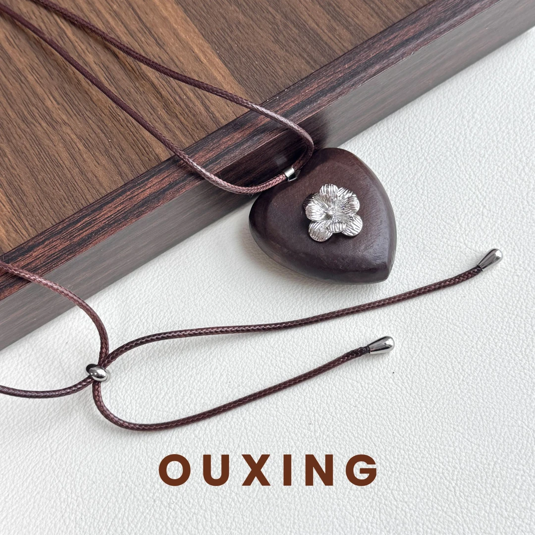 非金属棉绳项链 [木韵银花]黑色气质时尚简约可调节毛衣链