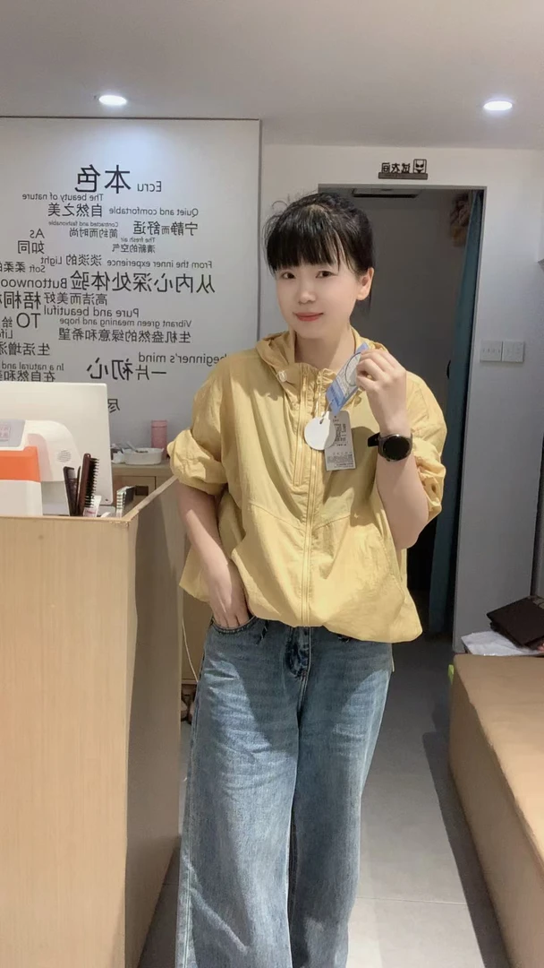 透气夏季连帽女拉链防晒短外套ins防晒衣抽绳圆领小众外套