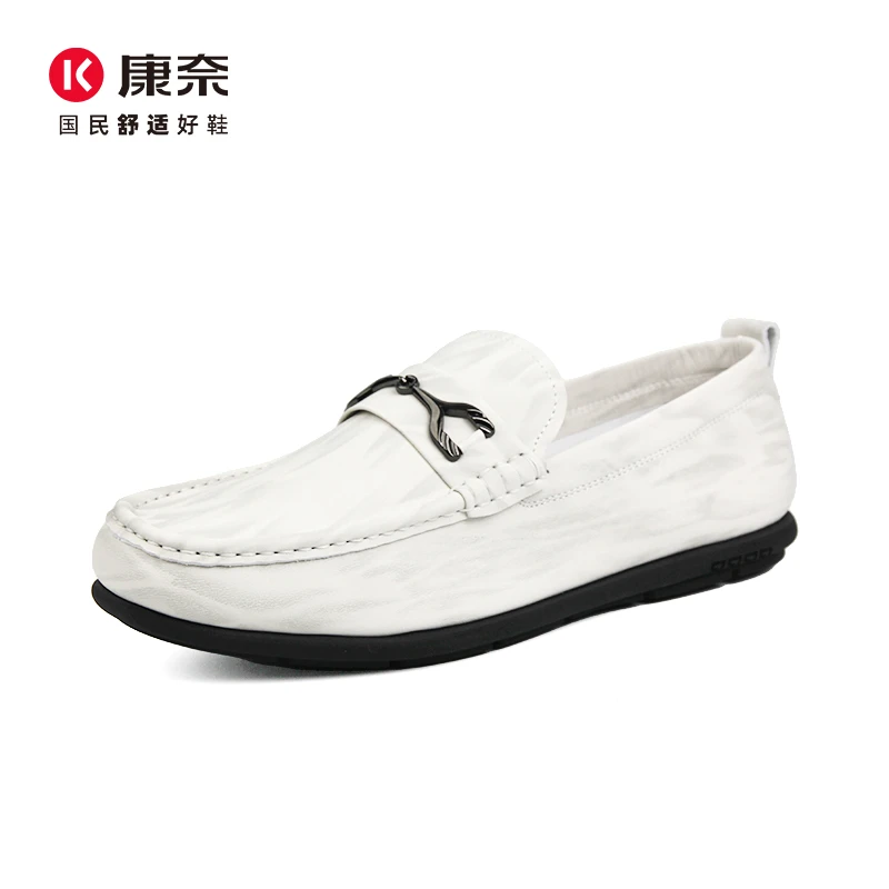 Kangnai/康奈53101专柜正品2025夏商务休闲羊皮乐福男真皮豆豆鞋