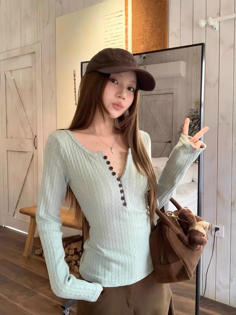 设计感麻花正肩长袖T恤女装2025秋冬季新款别致chic显瘦内搭上衣