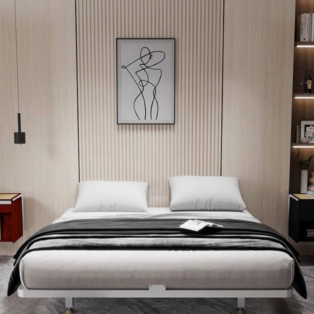 悬浮床现代简约碳素钢床架排骨架榻榻米悬空床主卧出租屋酒店民宿