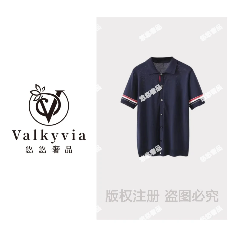 【Valkyvia/悠悠奢品】冰丝轻奢条纹polo领时尚简约针织衫msl495
