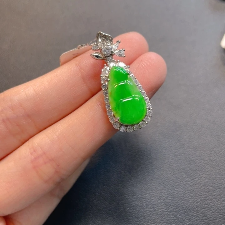 翡翠银S925镶嵌吊坠(不含链)