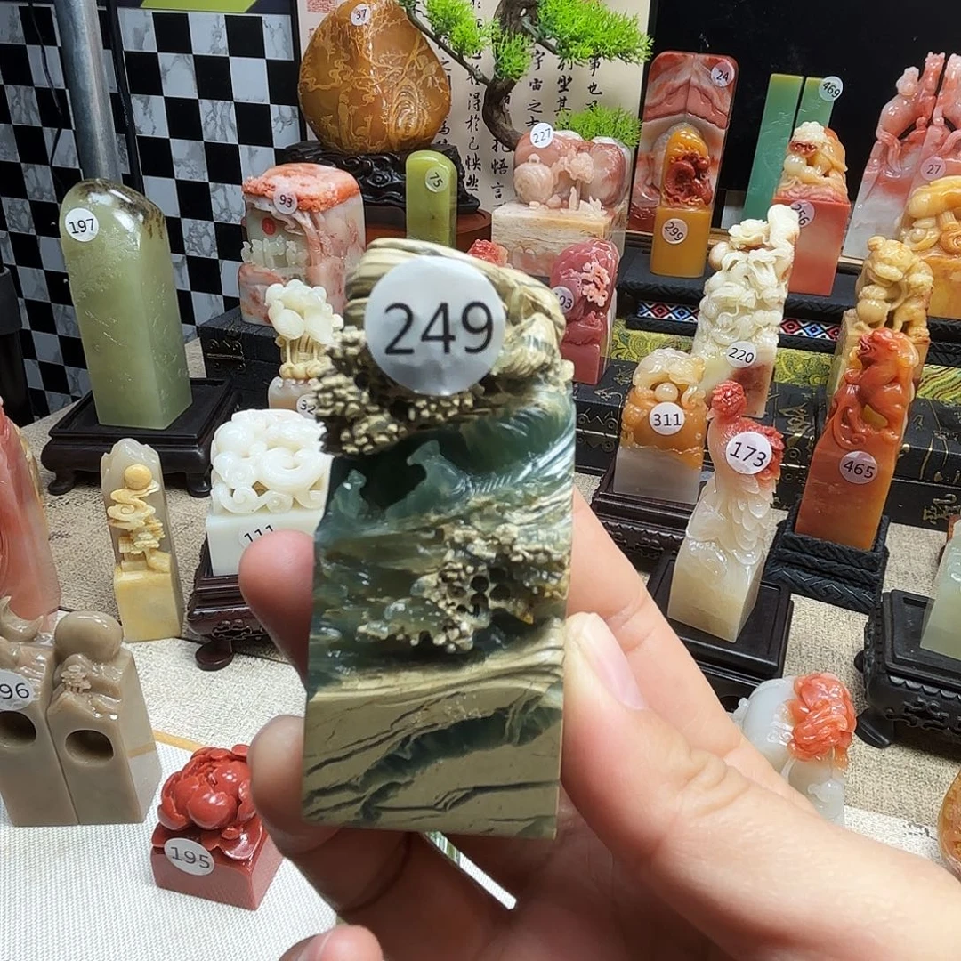 寿山石印石甲板绿