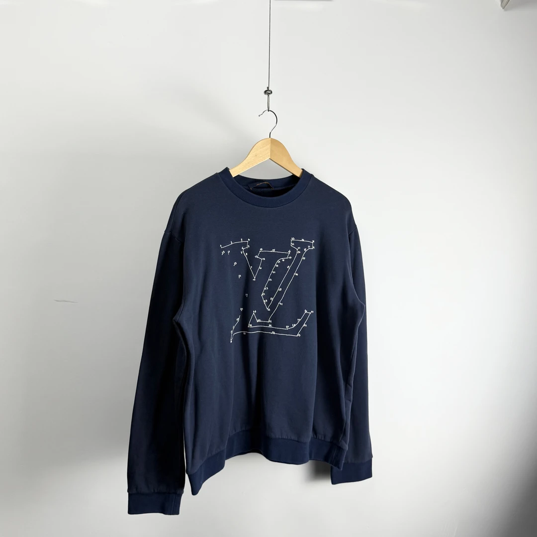 未使用 LouisVuitton/路易威登 深蓝色连连看刺绣卫衣XL码