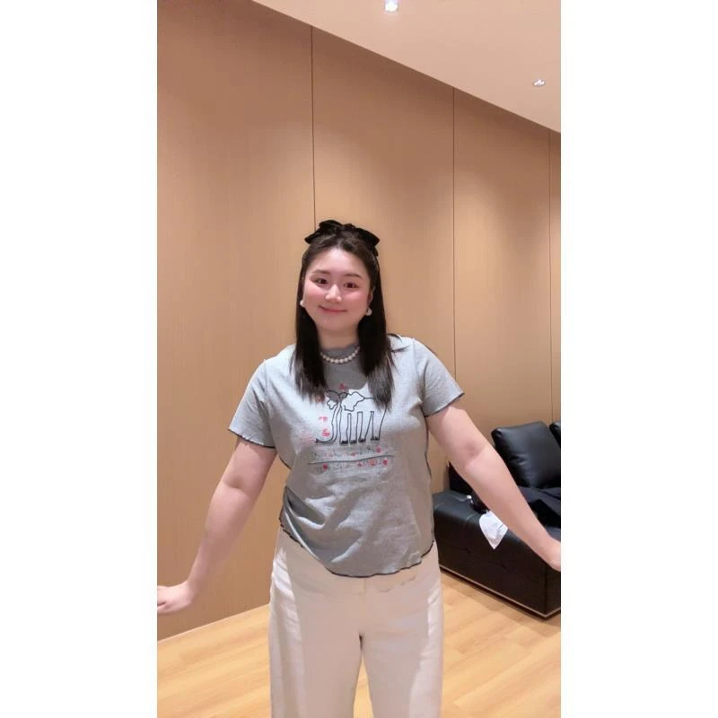 TAOJIA FAMILY【线条小象】休闲夏季百搭印花圆领大码t恤YF0001