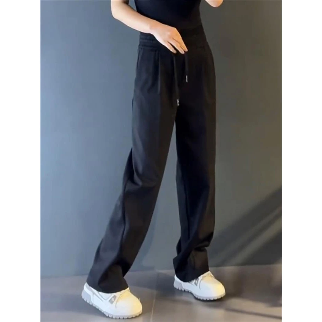 2025春秋新款轻奢男士时尚百搭休闲裤宽松纯色直筒裤垂感阔腿裤男