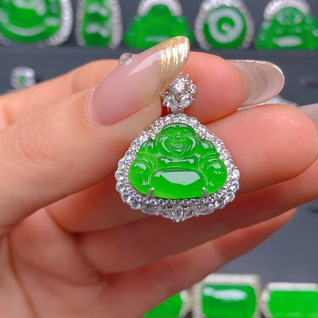 颈饰银S925镶嵌翡翠