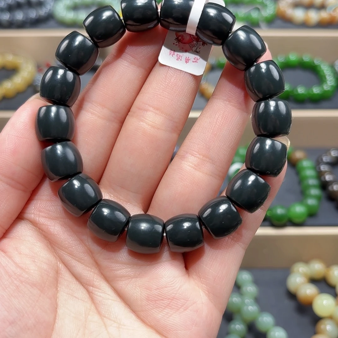和田玉未镶嵌手链和田黑青 12 特细