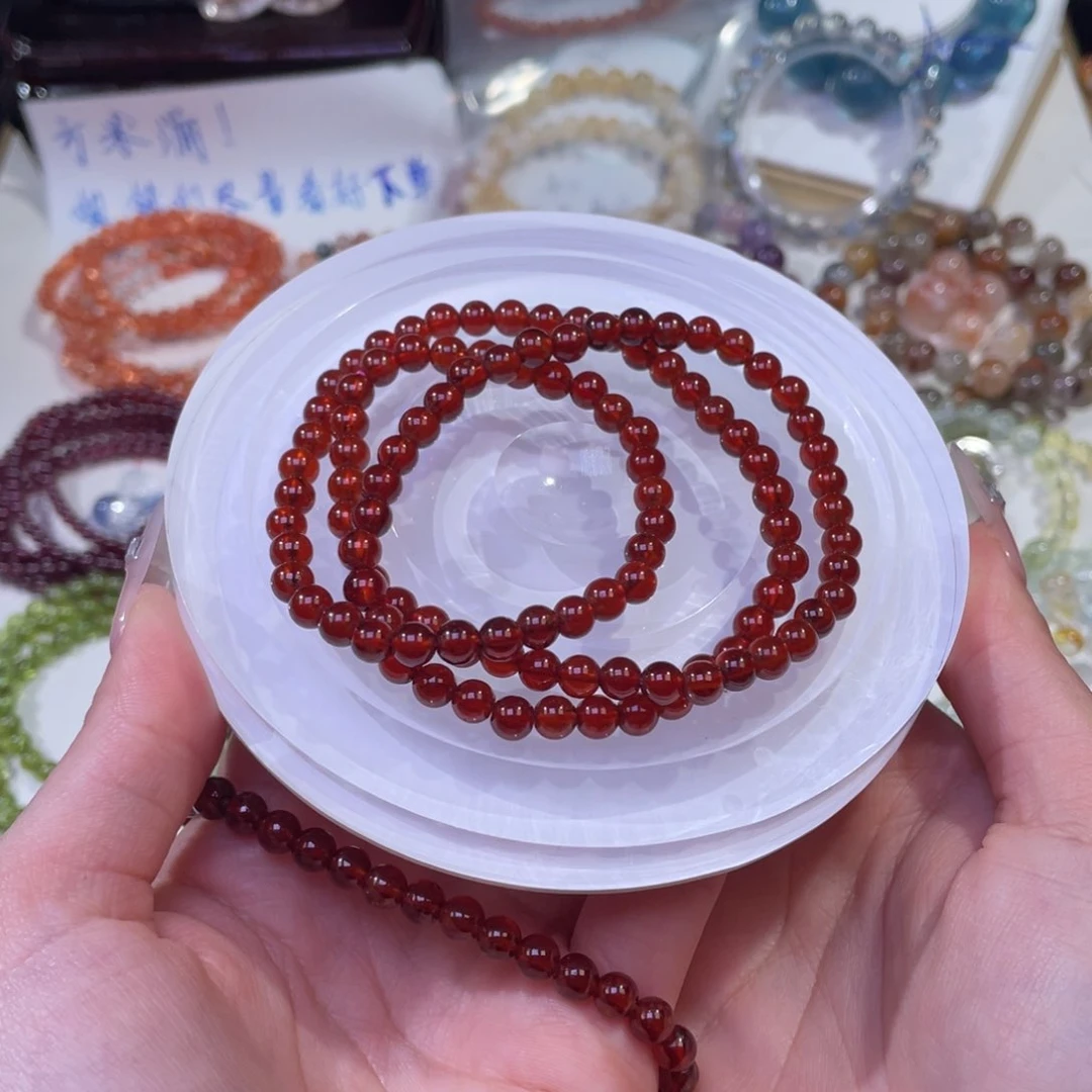 未镶嵌手链水晶橙红石榴石5mm