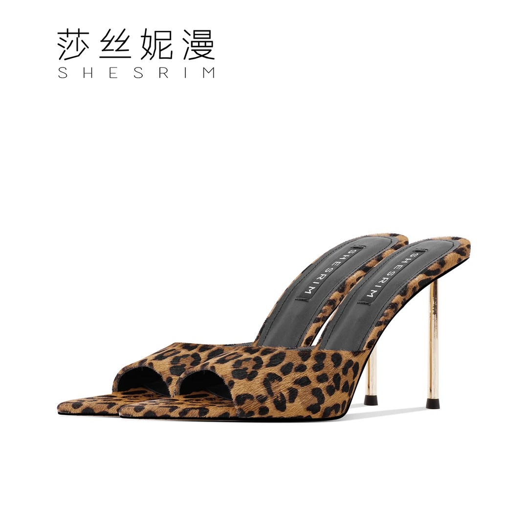 07-2025夏季时装性感凉拖鞋高跟半拖细跟外穿网红女士露趾凉拖鞋