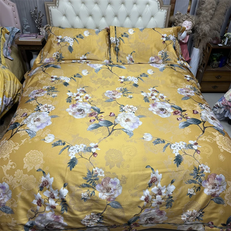 安羽婷高端欧式提花四件套秋冬款四季款床品加厚轻奢印花磨毛