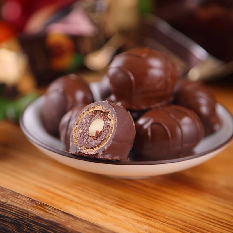 进口俄罗斯松露巧克力芭味富扁桃仁夹心可可脂糖果球休闲小零食品