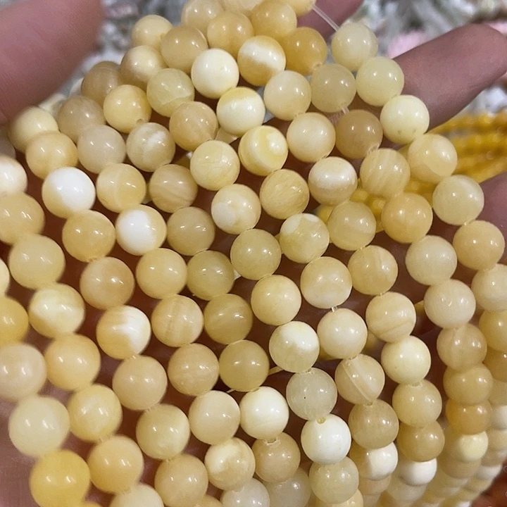 贝壳非金属2条8mm米黄圆珠