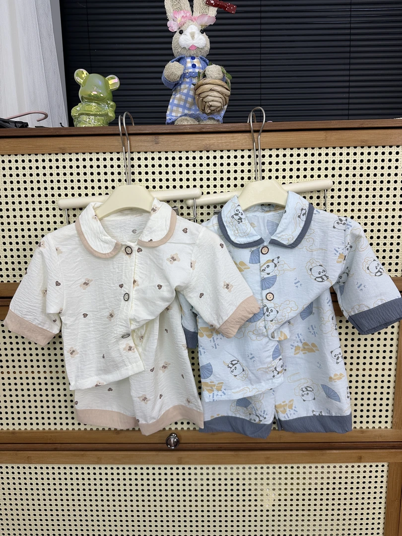 兮兮2025新款男童女童7A抗菌舒适亲肤可爱家家居服空调服七分套装
