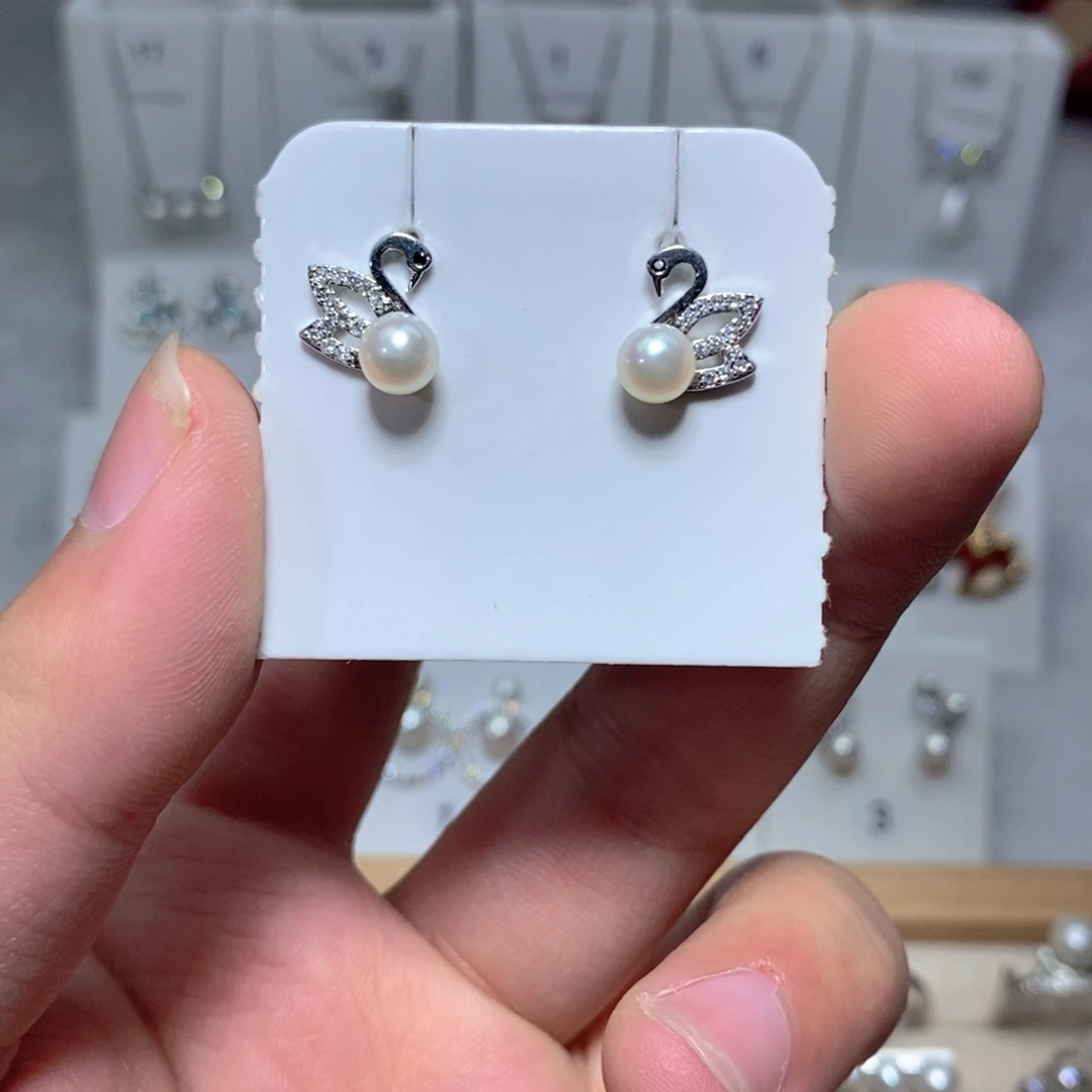 淡水珍珠耳饰银S925镶嵌
