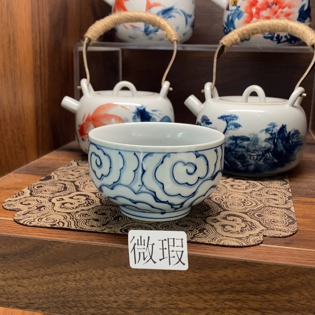 釉下彩老陶泥手工绘制