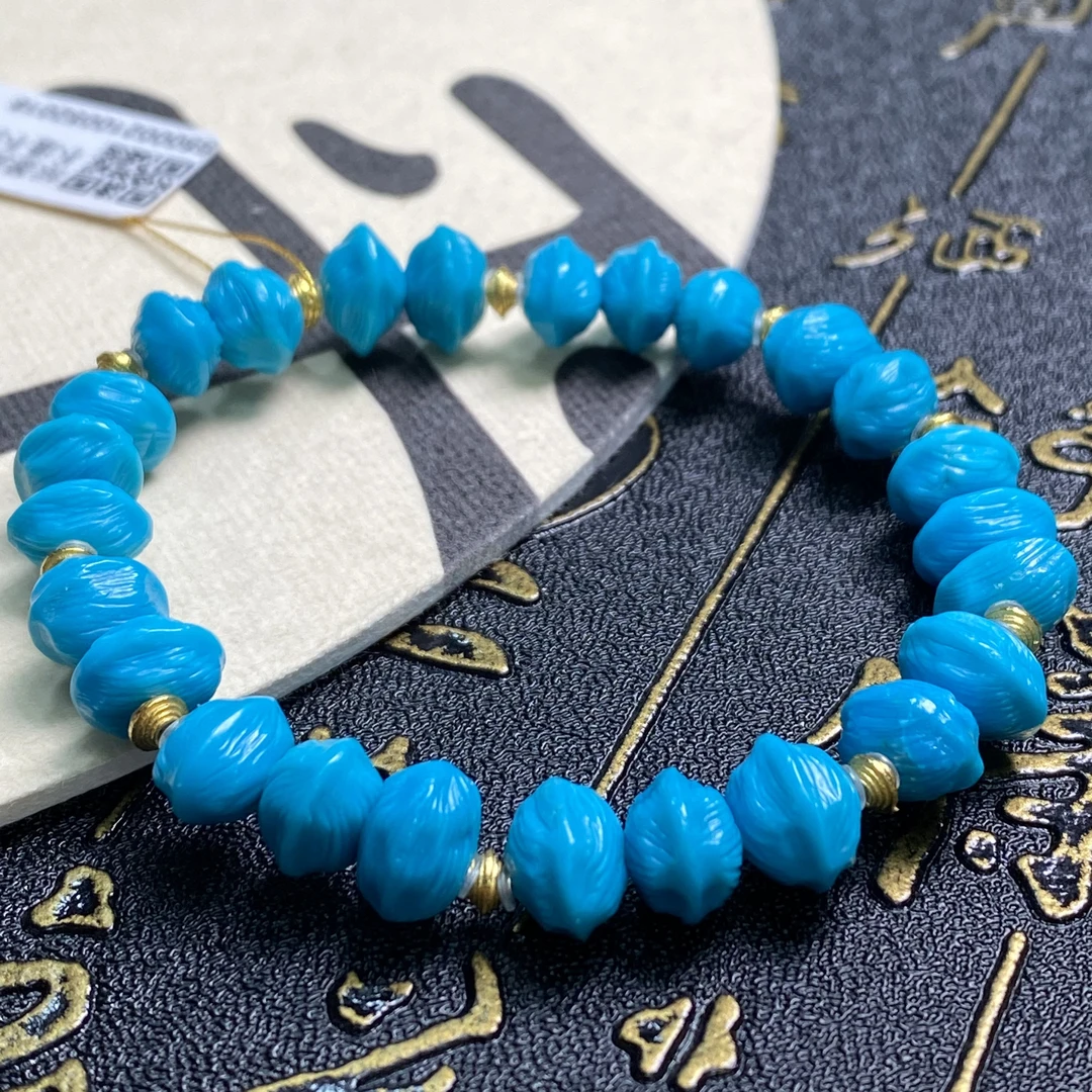 【珺笙珠宝】云盖寺百香籽绿松石搭配18K金手串S4000210002056