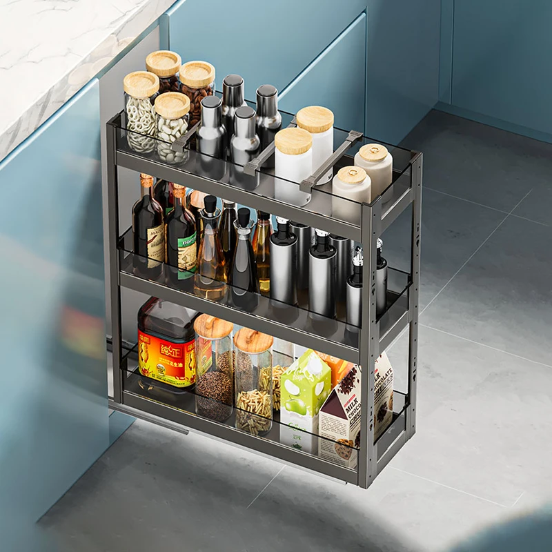 百悍橱柜厨房拉篮调味拉篮窄柜调料篮双层抽屉式立体置物架调料架