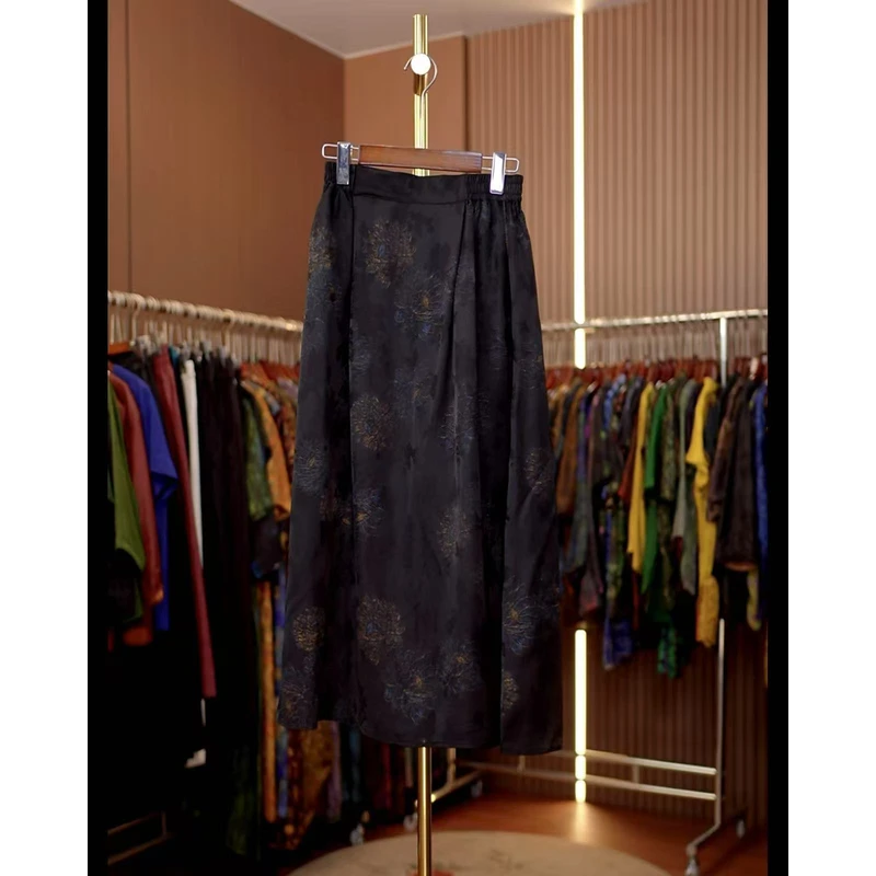 13夏莲-新中式国风黑色荷花半身裙0403