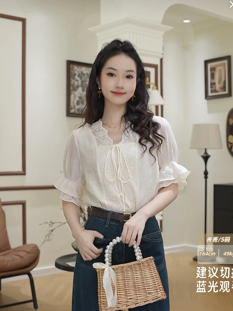 小小港风 2025春季新款宽松显瘦复古法式气质长袖衬衫#7841